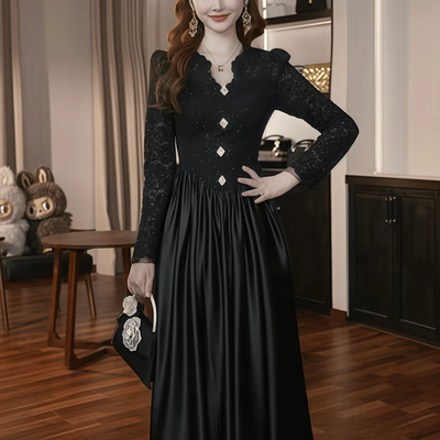 气质名媛高贵通勤晚礼服长裙
