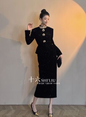 【十六原创】定制烫钻宴会礼服日常可穿修身名媛女装连衣裙21633