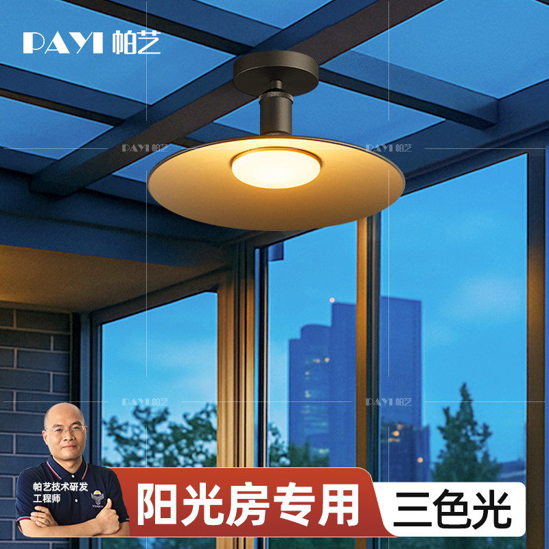 阳光房吸顶灯户外防水庭院LED雨棚吊灯室外阳台玻璃房专用吸顶灯