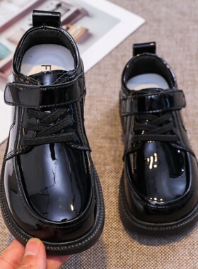 男童皮鞋真皮软底黑色英伦小学生春秋夏季中大童女童透气表演出鞋