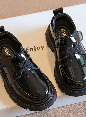 男童皮鞋黑色真皮软底春秋新款男孩英伦学生单鞋表演出校园儿童鞋