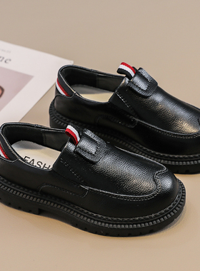 男童皮鞋真皮2025春秋新款黑色软底男孩学生表演英伦儿童演出单鞋