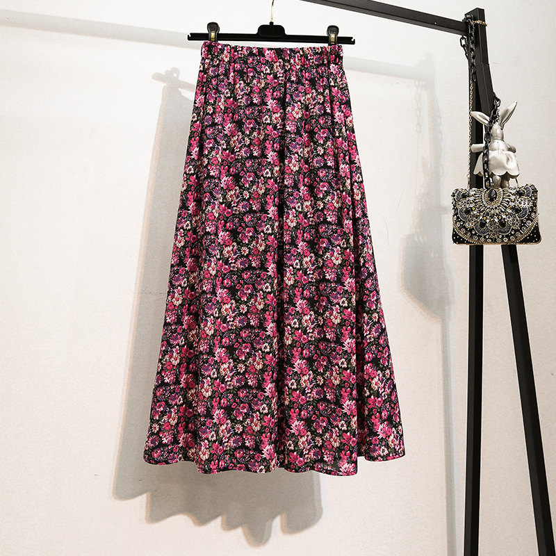 小雏菊半身裙2020夏季碎花时尚新款韩版碎花中长款高腰雪纺a字裙