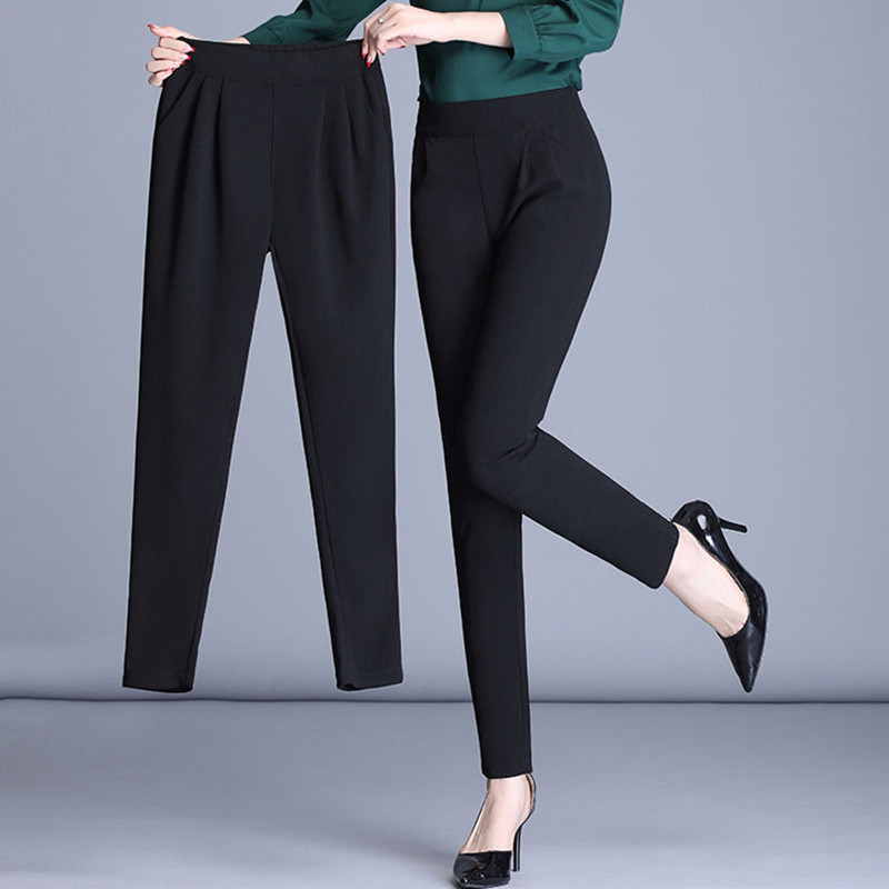2020新款春秋哈伦裤女宽松直筒夏季女裤休闲显瘦百搭黑色西装裤子