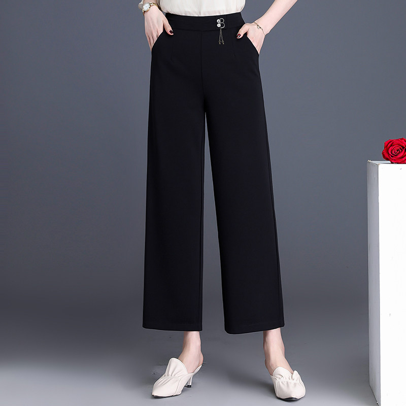 裤子女夏2020新款阔腿裤垂感高腰大码宽松显瘦薄款九分休闲直筒裤