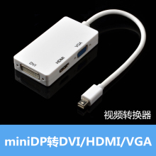 minidp转hdmi/vga/DVI笔记本转换器接头雷电4K投影仪电视线3合一