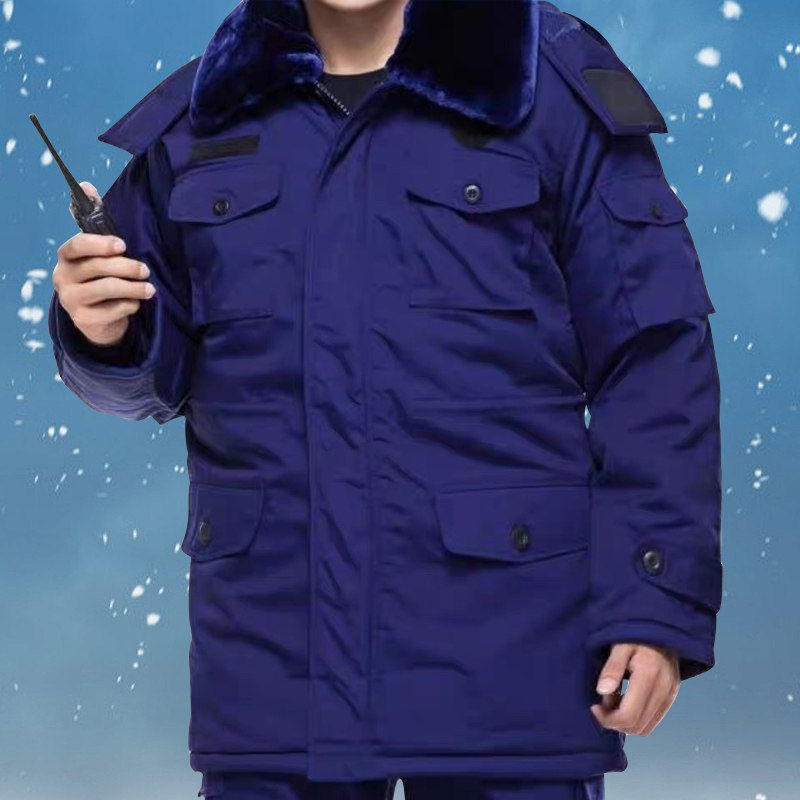 新式火焰蓝消防冬季大衣蓝色棉袄作训防寒保暖消防备勤棉服中长款