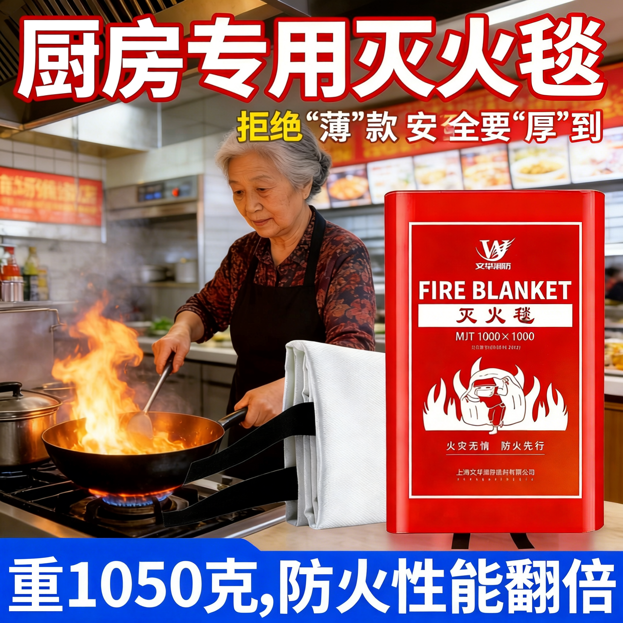 灭火毯厨房专用消防认证家庭用1.5米2米商用硅胶防火毯阻燃新国标
