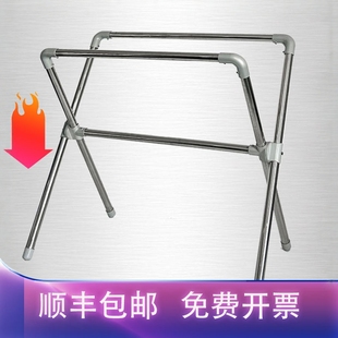 落地折叠式304不锈钢X型双杆晒衣架阳台挂衣架晒被架伸缩晾衣架