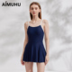 泳装 AIMUHU泳衣女2025夏新款 微胖女孩保守遮肉显瘦连体游泳衣大码