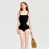 花朵泳衣女泡温泉性感镂空连体度假风显瘦大码 欧美泳装 平角高级感