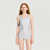 艾慕狐印花竞速泳衣女高级感游泳馆专用连体平角初学者训练游泳衣