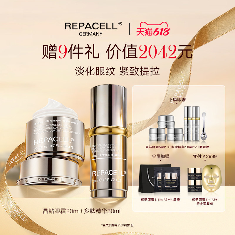 【618现货速达】REPACELL瑞铂希眼霜多肽精华淡化细纹焕亮眼周