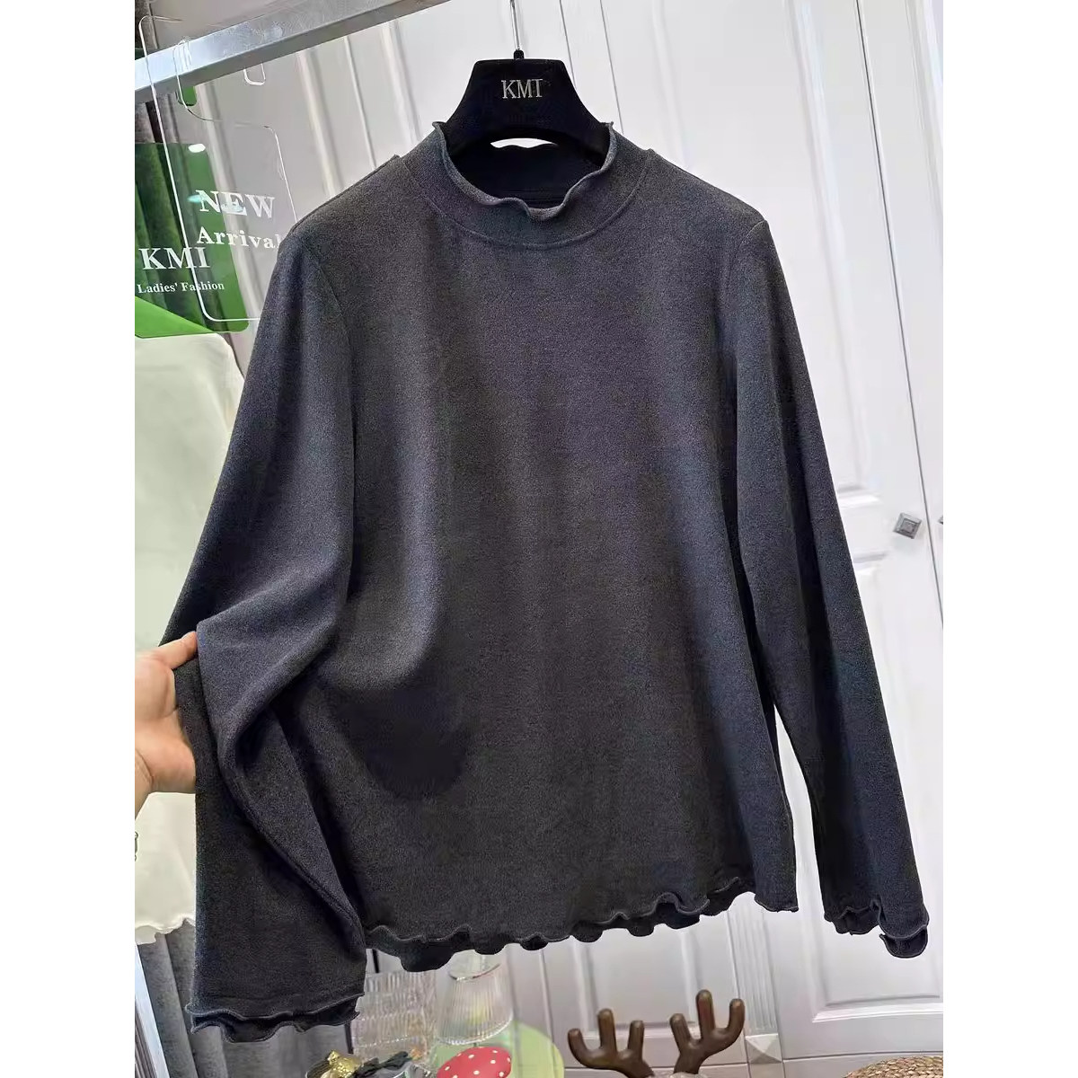 胖mm加大码300斤木耳边加绒加厚长袖女T恤秋冬新款简约洋气打底衫,女装/女士精品,T恤,淘宝优惠券,粉丝福利购,淘宝优惠卷