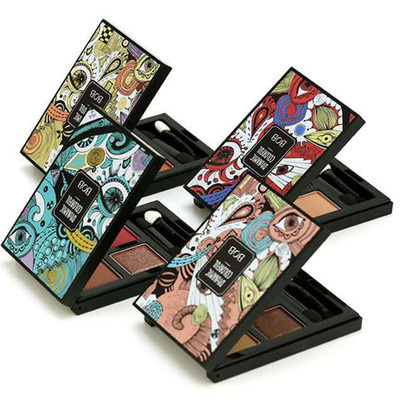 BOB涂鸦幻想光影四色眼影盒焦糖灰紫桃花防水防汗修饰提亮女妆 正