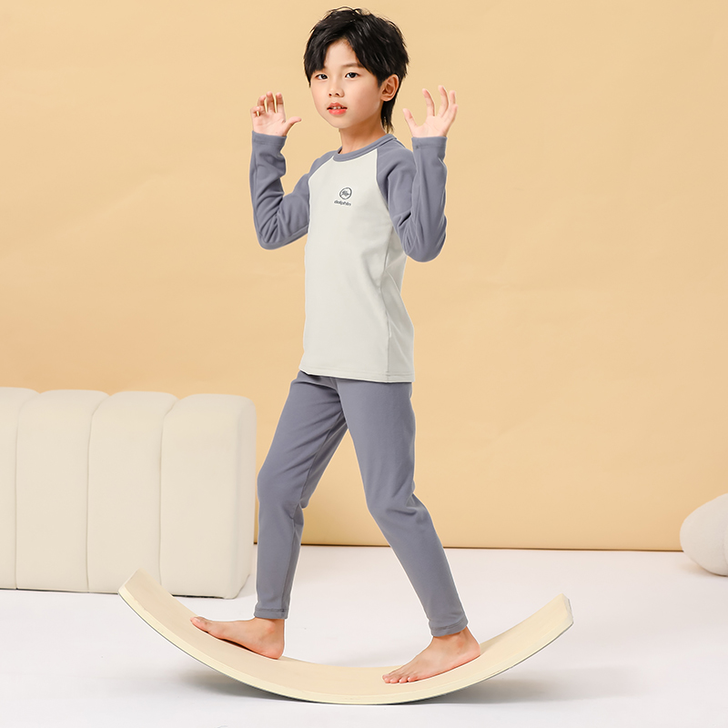 姜绒儿童保暖内衣套装磨毛