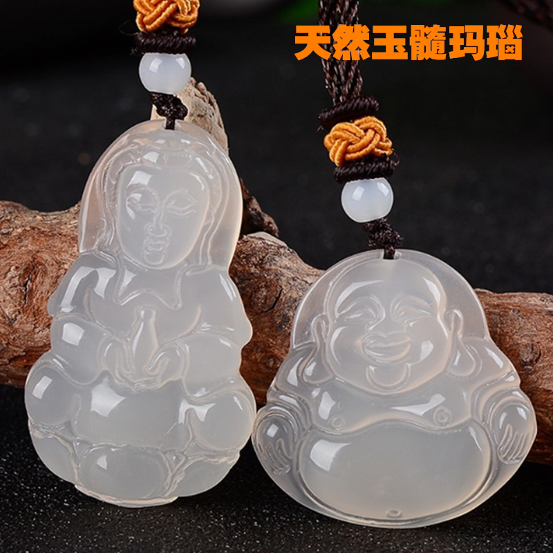 天然a货冰种玉髓吊坠玛瑙项坠挂件玉观音玉佛坠玉石男女款挂件