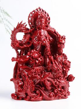 朱砂观音摆件客厅紫金砂御龙观音