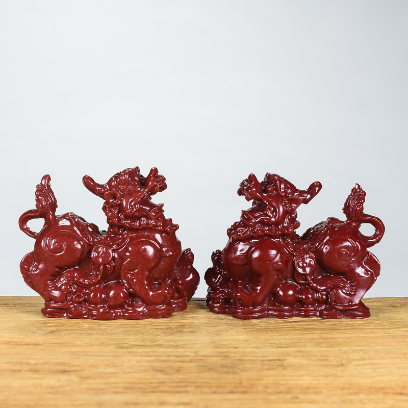 紫金砂貔貅摆件天然朱砂家居玄关客厅办公桌面摆设麒麟装饰摆放