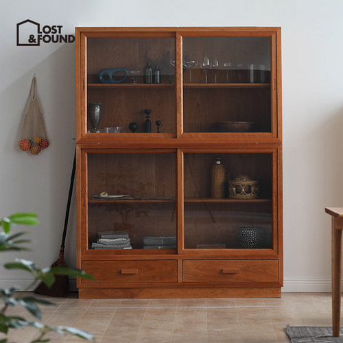 收纳日式风实木木展示柜失物招领