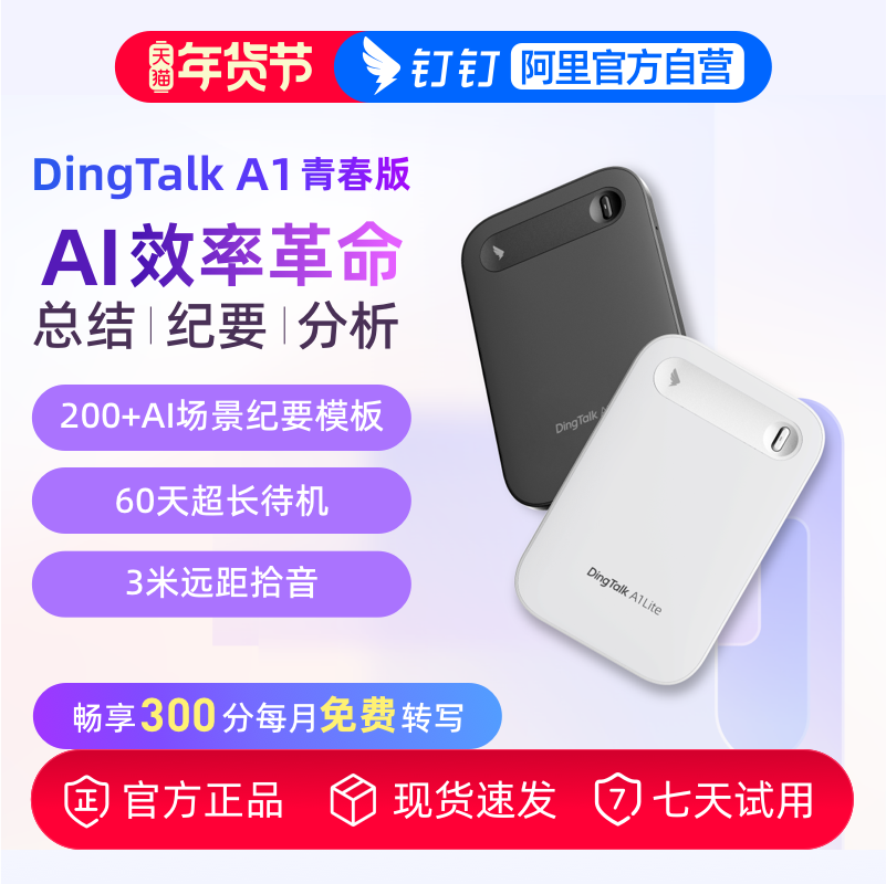 钉钉A1 DingTalk AI青春版智能录音笔 会议纪要 分析总结实时转写
