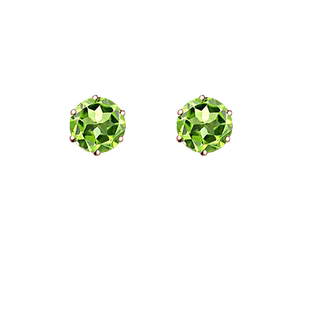 天然橄榄石银耳钉女简约六爪大气时尚耳环青春橄榄绿送证书礼物