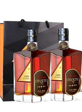 700ml*2盒张裕珍藏五星金奖白兰地40度送手提袋男人40正品烈酒