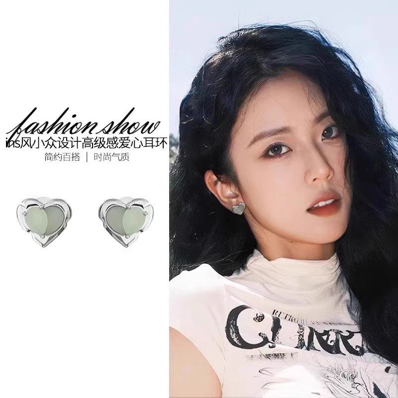 港风爱心蚊香盘耳夹无耳洞女生