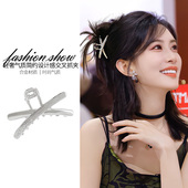 银色简约设计感抓夹轻奢小众气质精致鲨鱼夹日常时尚 百搭甜酷发饰