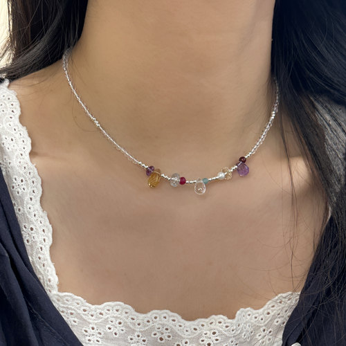 MISSJOJO白水珠流苏多巴胺银项链