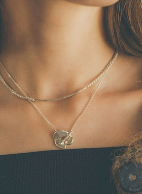 MISS JOJOS925银韩国ins风复古泰银做旧小众冷淡风多种戴法长链