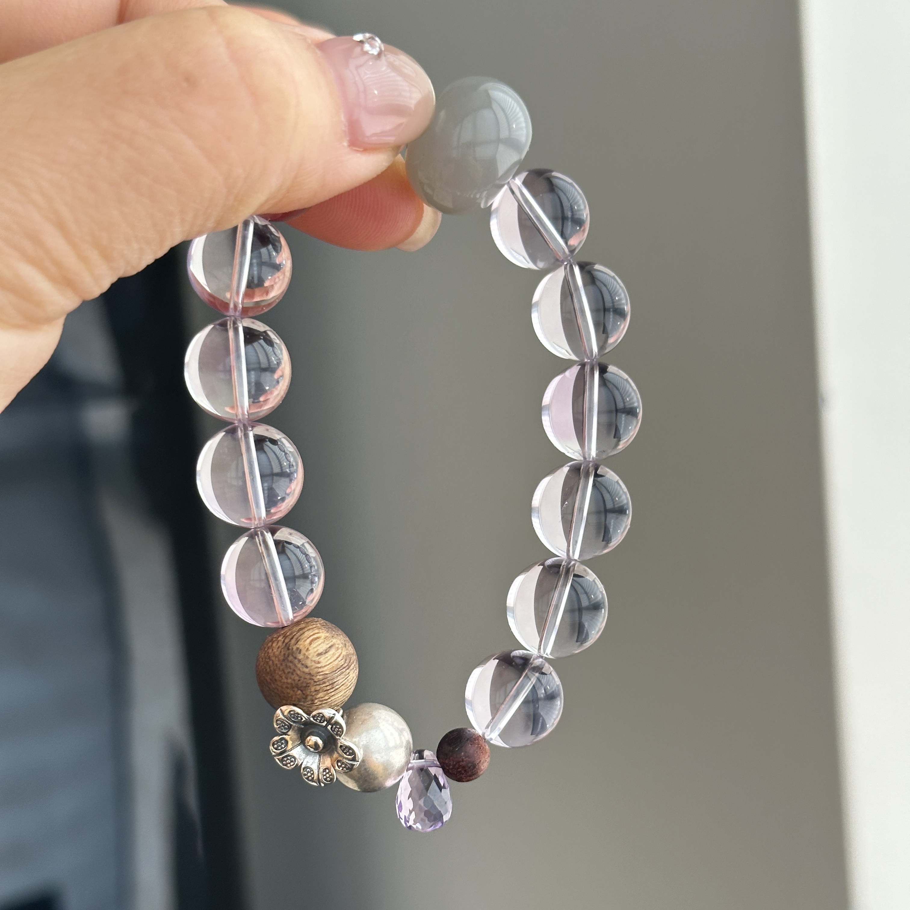 MISS JOJO原创设计时尚女紫水小花珠珠弹力绳银手链,饰品/流行首饰/时尚饰品新,银饰手链,淘宝优惠券,粉丝福利购,淘宝优惠卷