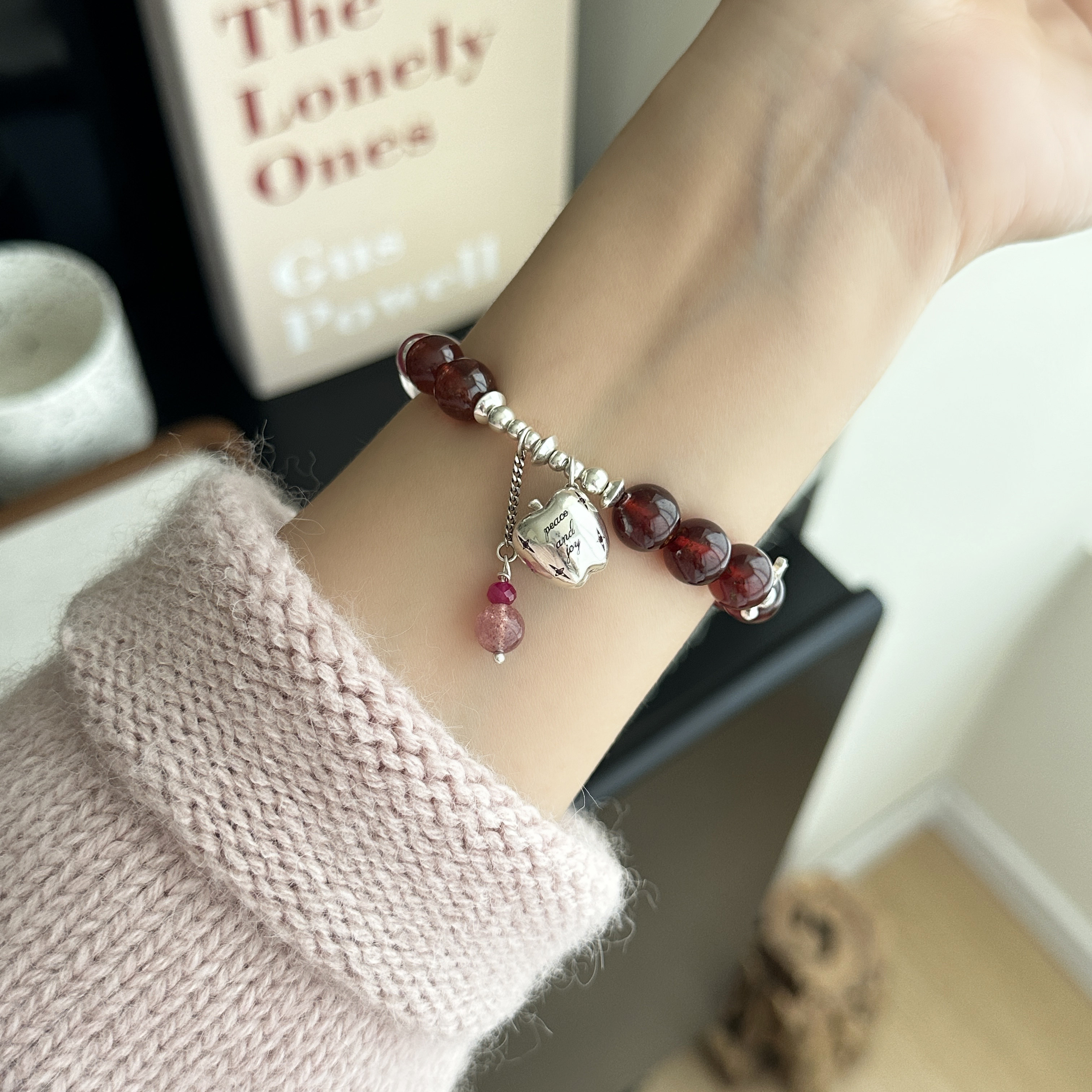 MISS JOJO原创设计时尚女红珠珠苹果弹力绳纯银手链,饰品/流行首饰/时尚饰品新,银饰手链,淘宝优惠券,粉丝福利购,淘宝优惠卷