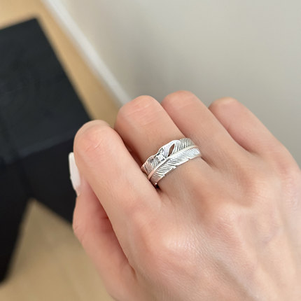MISS JOJO原创设计简约百搭气质女复古羽毛S925纯银戒指 3840