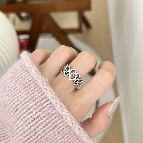 MISSJOJOS925银镂空桃心戒指