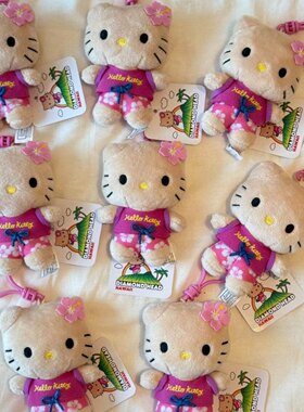 日本JKCK夏威夷钻石山新款黑皮挂件Kitty包包挂饰书包公仔玩偶