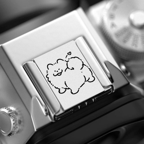 银色线条小狗相机热靴盖