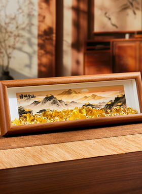 日照金山氛围山水画礼物乔迁新居摆件办公室玄关客厅桌面摆件装饰
