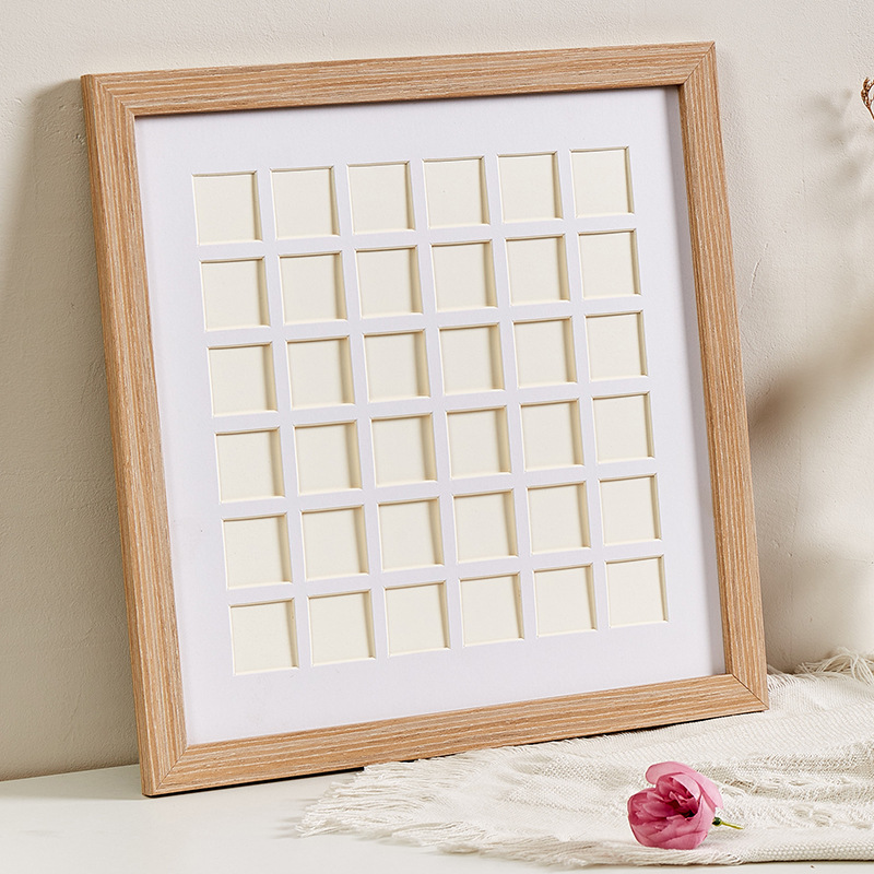 48宫格卡纸相框手工美术作品画框装裱衍纸实木框架挂墙100格子