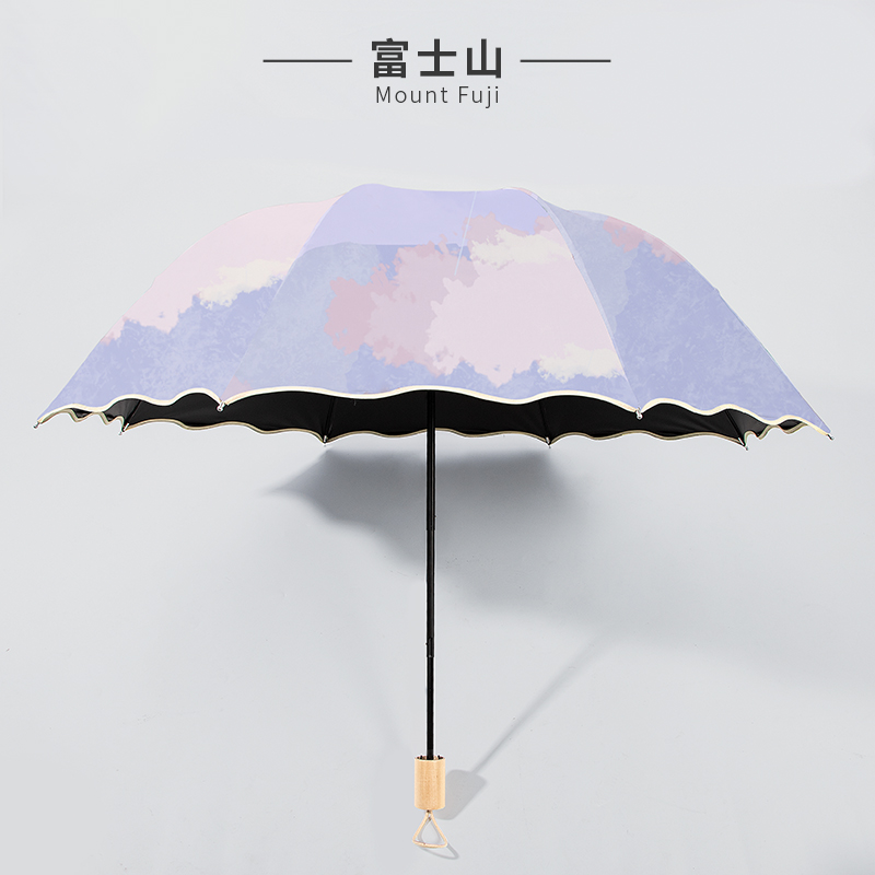 雨伞自动黑胶遮阳伞防紫外线女折叠晴雨两用女小巧便携防晒太阳伞