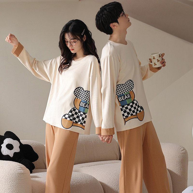 春秋季情侣纯棉套头家居服新款