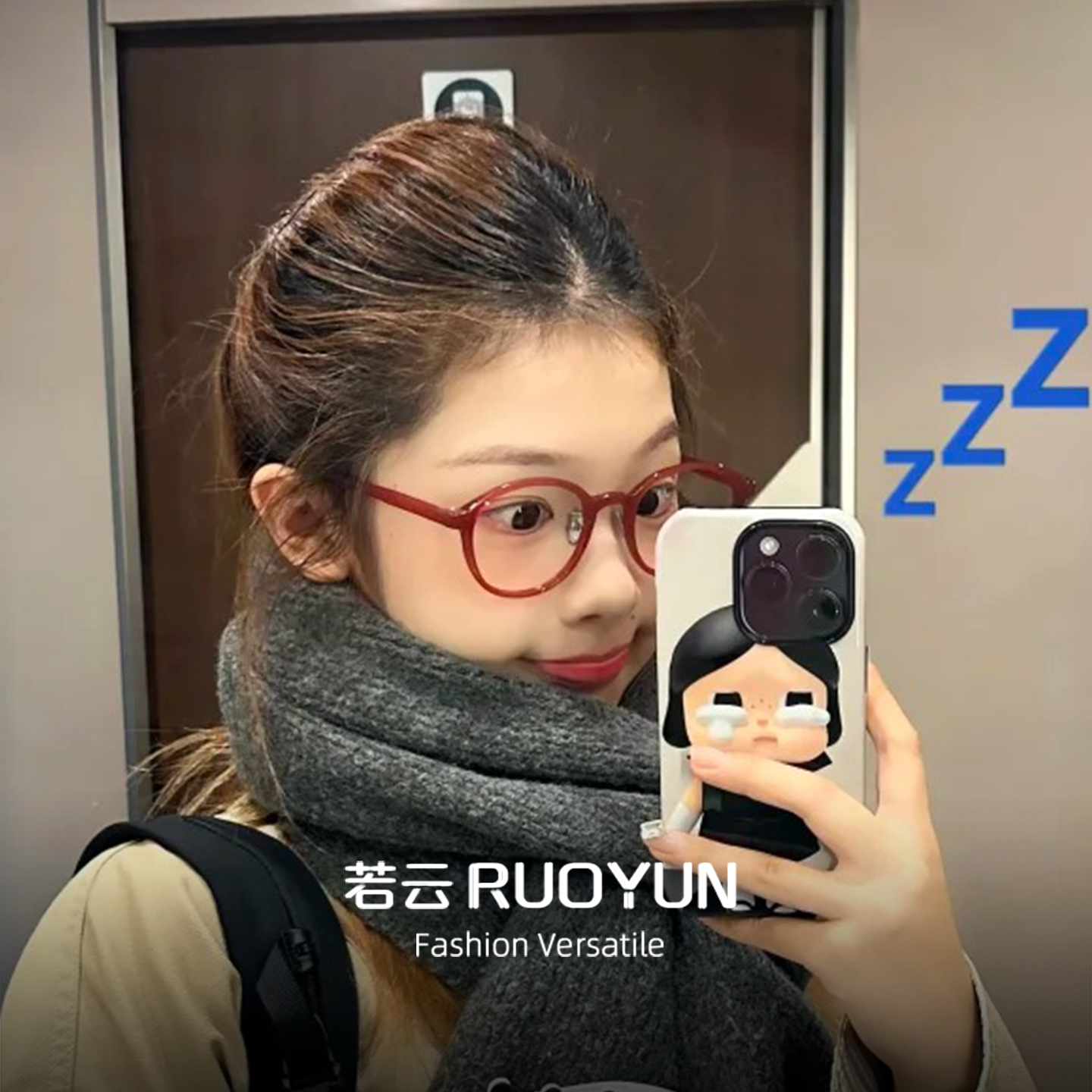 安可拉红圆框眼镜框女可配度数近视素颜减龄显脸小防蓝光眼睛镜架