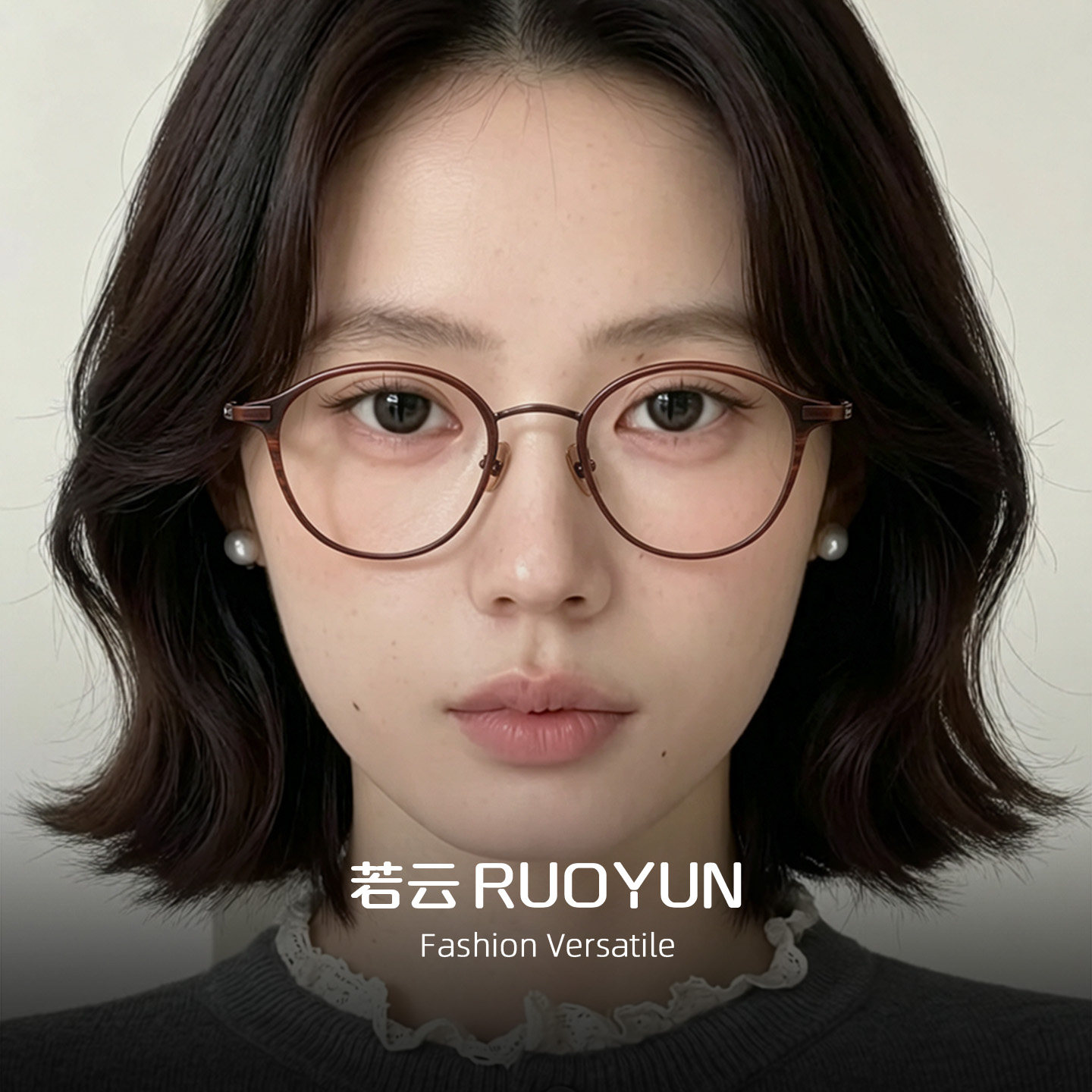 日系复古椭圆框眼镜架女超轻钛架文艺小框可配高度数素颜近视眼镜