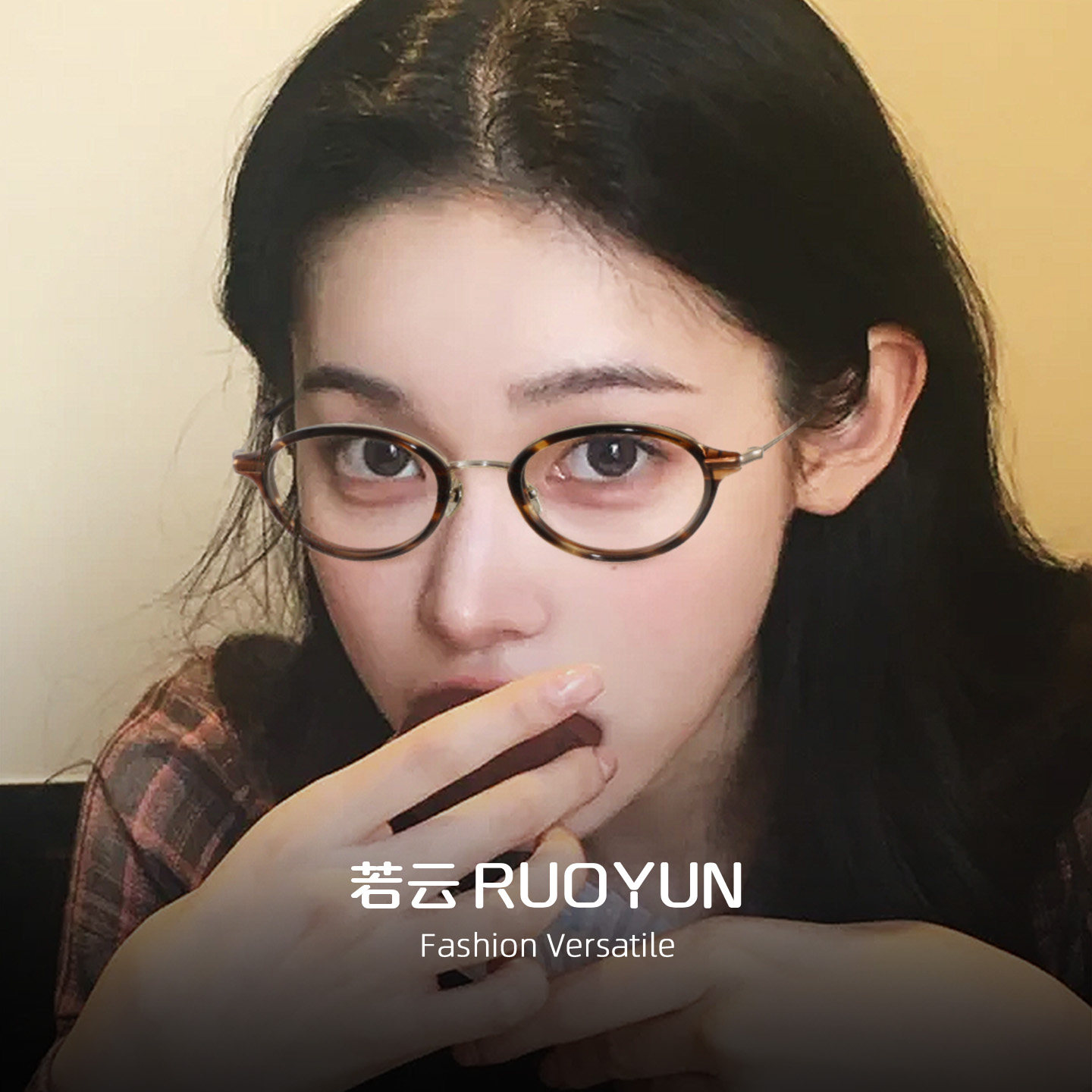 日系复古板材椭圆框眼镜女玳瑁素颜小框可配高度数超轻近视眼镜架