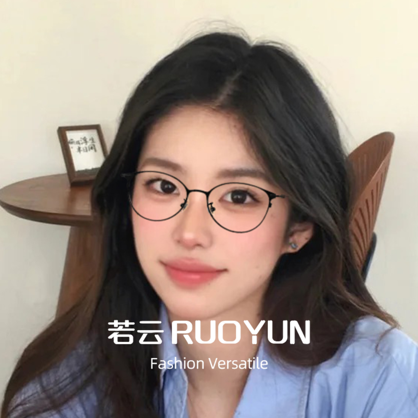 韩系文艺纯钛小框眼镜黑框猫眼近视女素颜可配有度数超轻眼睛镜框