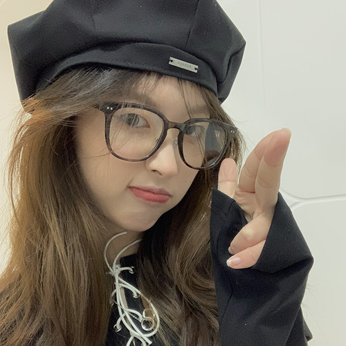 gm眼镜女超轻圆脸素颜方框玳瑁色