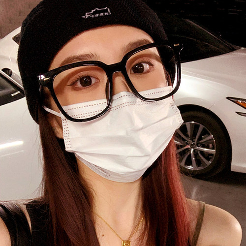 gm黑框眼镜女超大方框若云