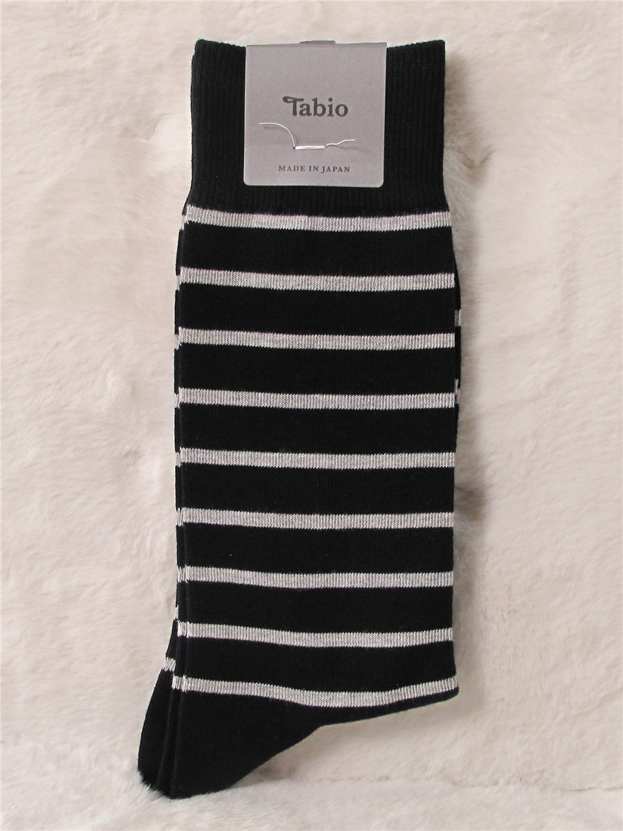 日本制tabio靴下屋棉混男士中筒袜 绅士条纹款 舒爽透气 北京现货