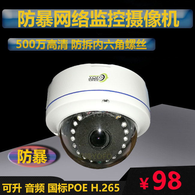 防暴网络摄像机金属广角1080P摄像头 200万高清半球 夜视监控探头