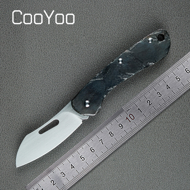 CooYoo酷友M1时光雕刻 岩石肌理手柄钛合金折刀 户外随身EDC小刀